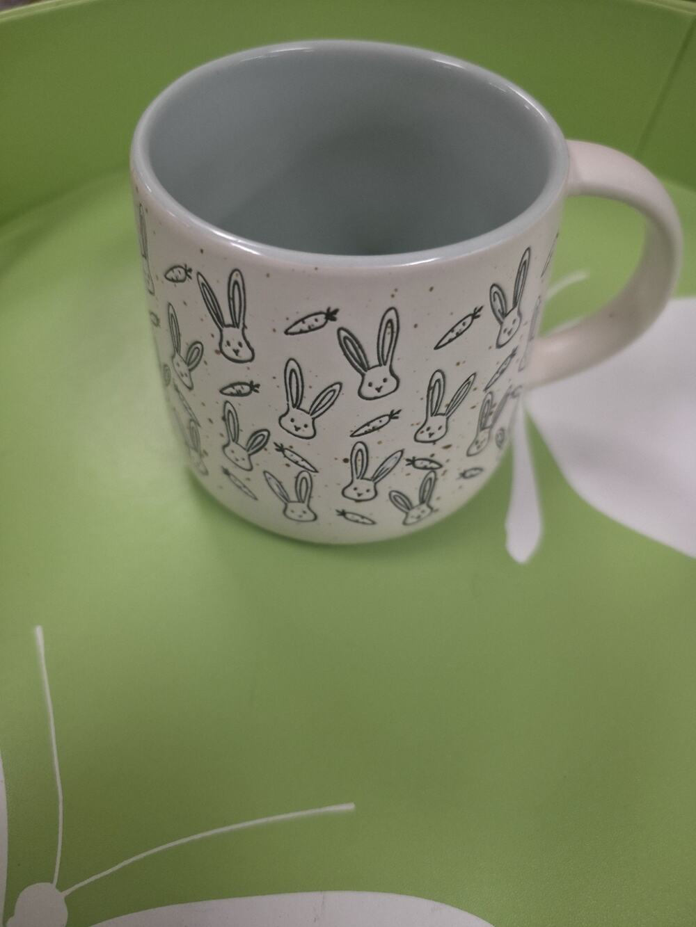 Adorable Bunny Mug Speckled Ceramic Rabbit Carrot Coffee Cup Easter